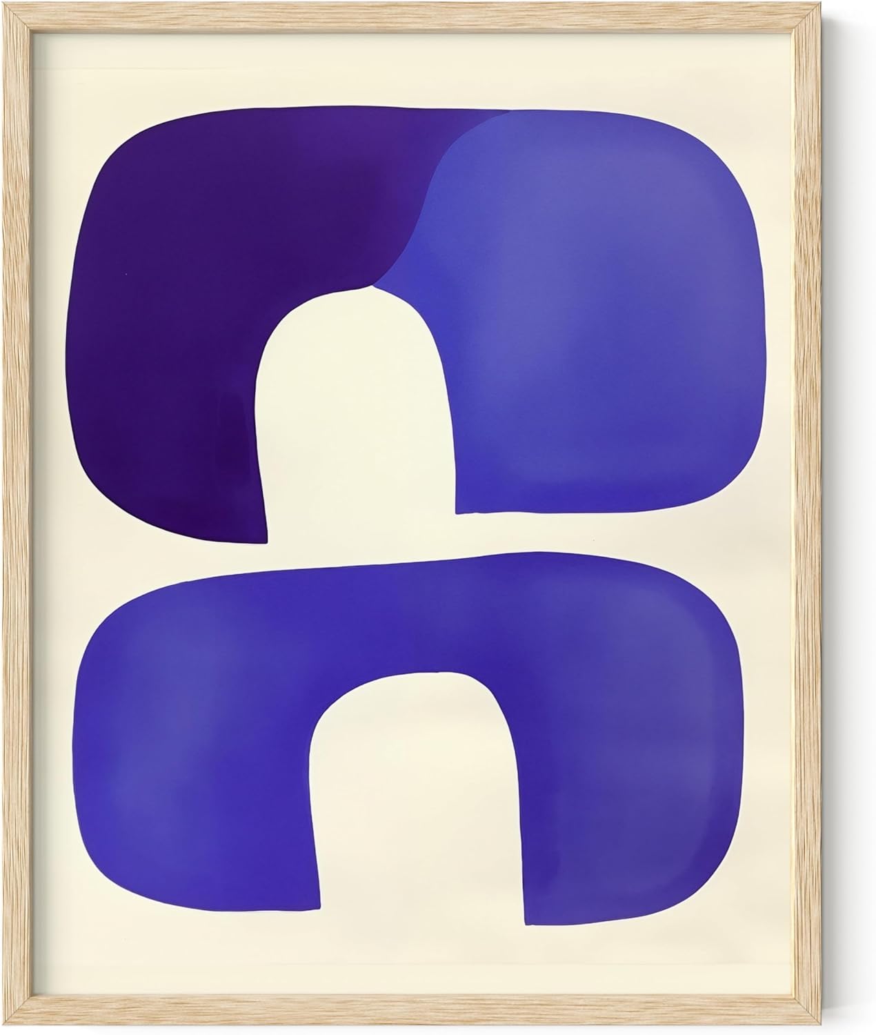 HAUS AND HUES Modern Abstract Wall Art - Blue and Green Living Room Art, Modern Artwork for Walls, Minimalist Picture for Living Room(Blue Tribal Shapes, Beige Frame, 11x14)