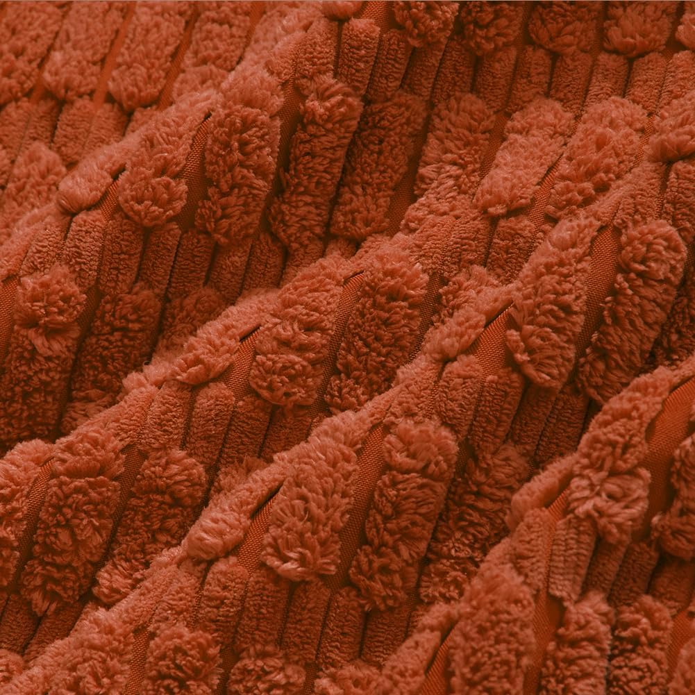 Fancy Homi 4 Packs Boho Burnt Orange Fall Decorative Throw Pillow Covers 14x14 Inch for Couch Bed Sofa, Rustic Modern Farmhouse Home Decor, Soft Plush Corduroy Cute Square Cushion Case 35x35 cm