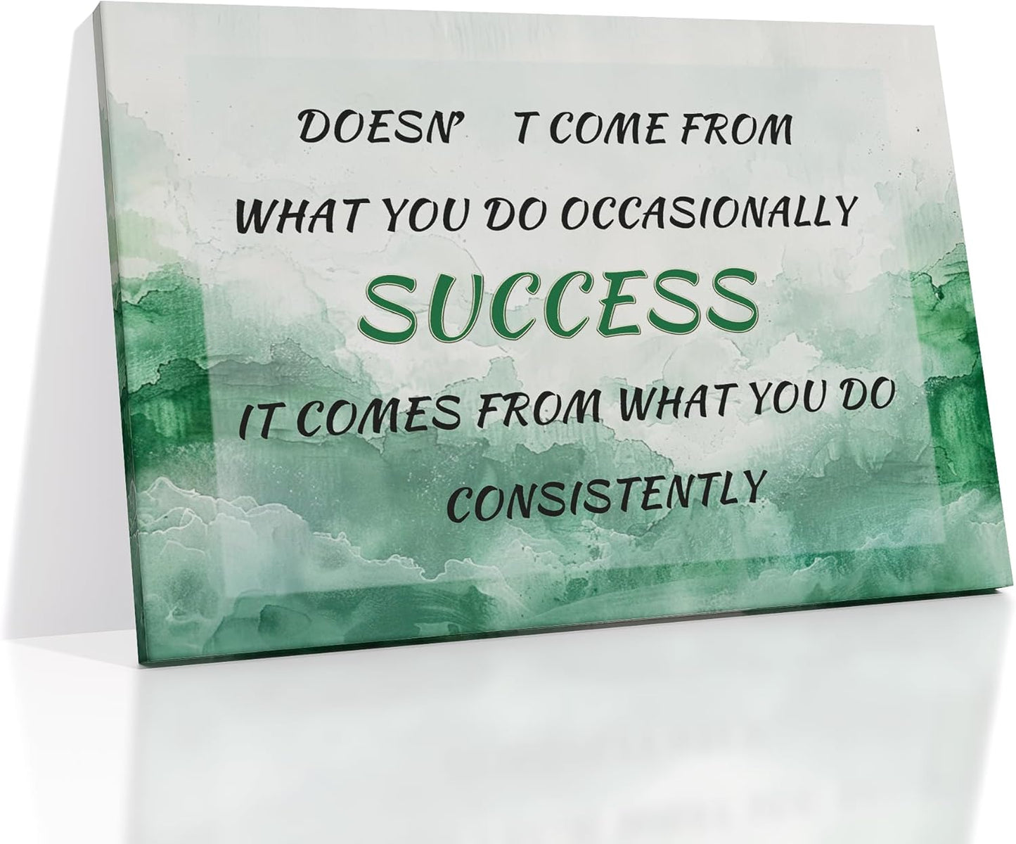 Inspirational Canvas Wall Art Motivational Success Entrepreneur Quotes Painting Green Ink Background Poster Print Positive Wall Decor Artwork for Home Bathroom Office Ready to Hang [18''Wx12''H]