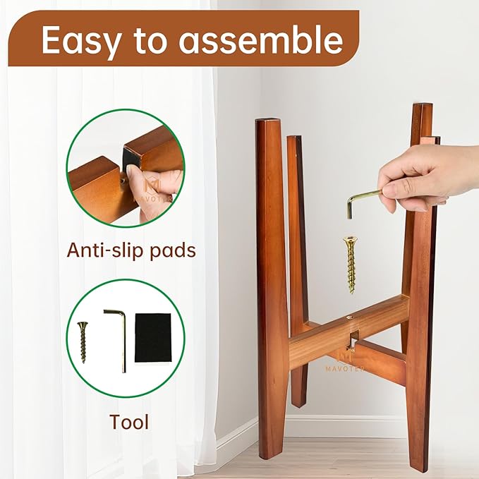 24" Tall Plant Stand ,Wooden Tall Plant Stands Indoor, Mid Century Plant Corner Flower Holder Outtdoor Suitable for Plant Pots & Water Dispenser Under 10" (Pot & Plant Not Included)