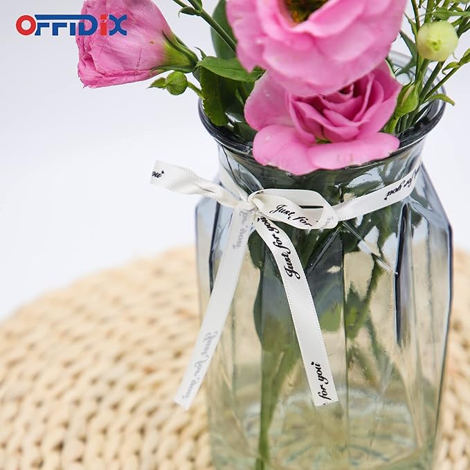 OFFIDIX Glass Vase, Geometric Faceted Design Flower Vase for Weddings, Events, Decorating, Arrangements, Office, or Home Decor