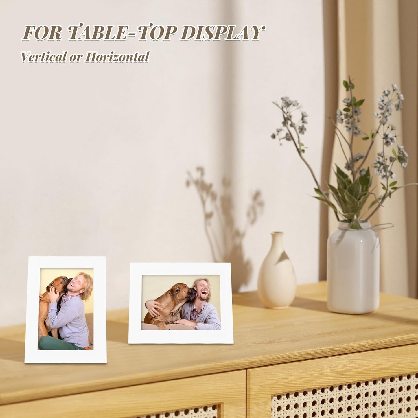 KINLINK 3.5x5 Picture Frame White, Solid Wood Frames with Plexiglass for Table Top and Wall Mounting, Photo Frames for Horizontal or Vertical Display, 4 Pack