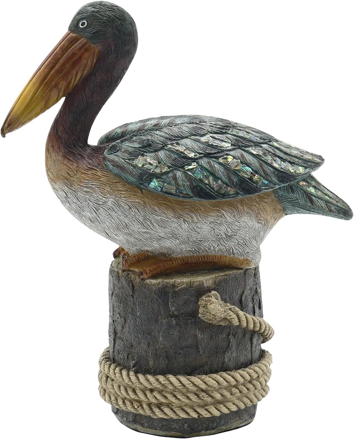 Lukitas Perching Pelican Statue and Sculpture Decor, Coastal Ocean Bird Figurine, Creative Decorative Ornament for Home Garden Yard Lawn Outdoor, Resin 12''