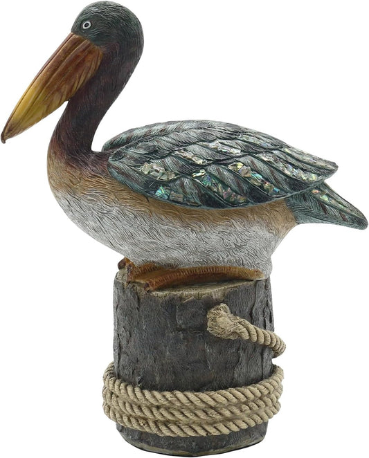 Lukitas Perching Pelican Statue and Sculpture Decor, Coastal Ocean Bird Figurine, Creative Decorative Ornament for Home Garden Yard Lawn Outdoor, Resin 12''