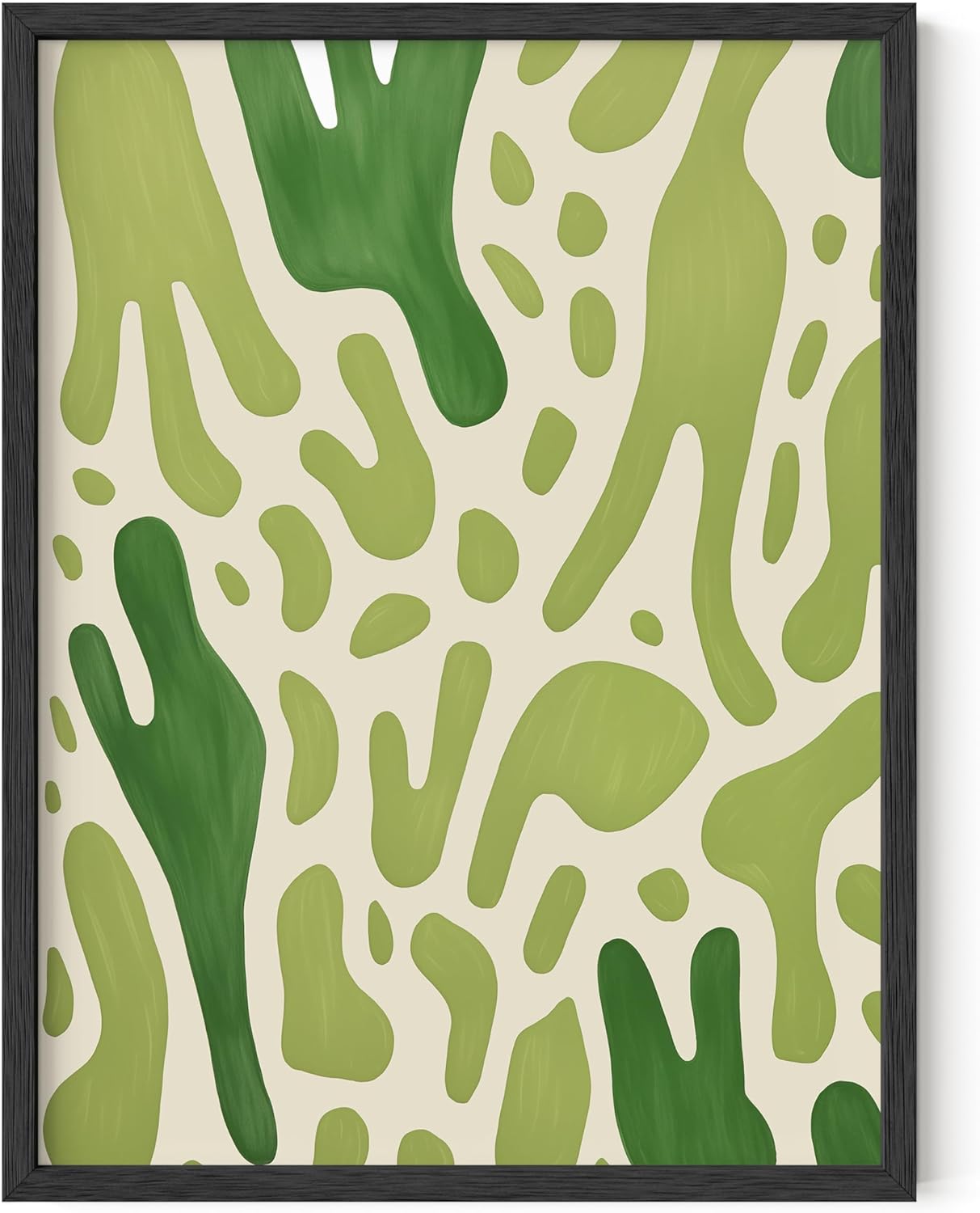 HAUS AND HUES Modern Abstract Wall Art - Blue and Green Living Room Art, Modern Artwork for Walls, Minimalist Picture for Living Room(Green Pattern, Black Frame, 12x16)