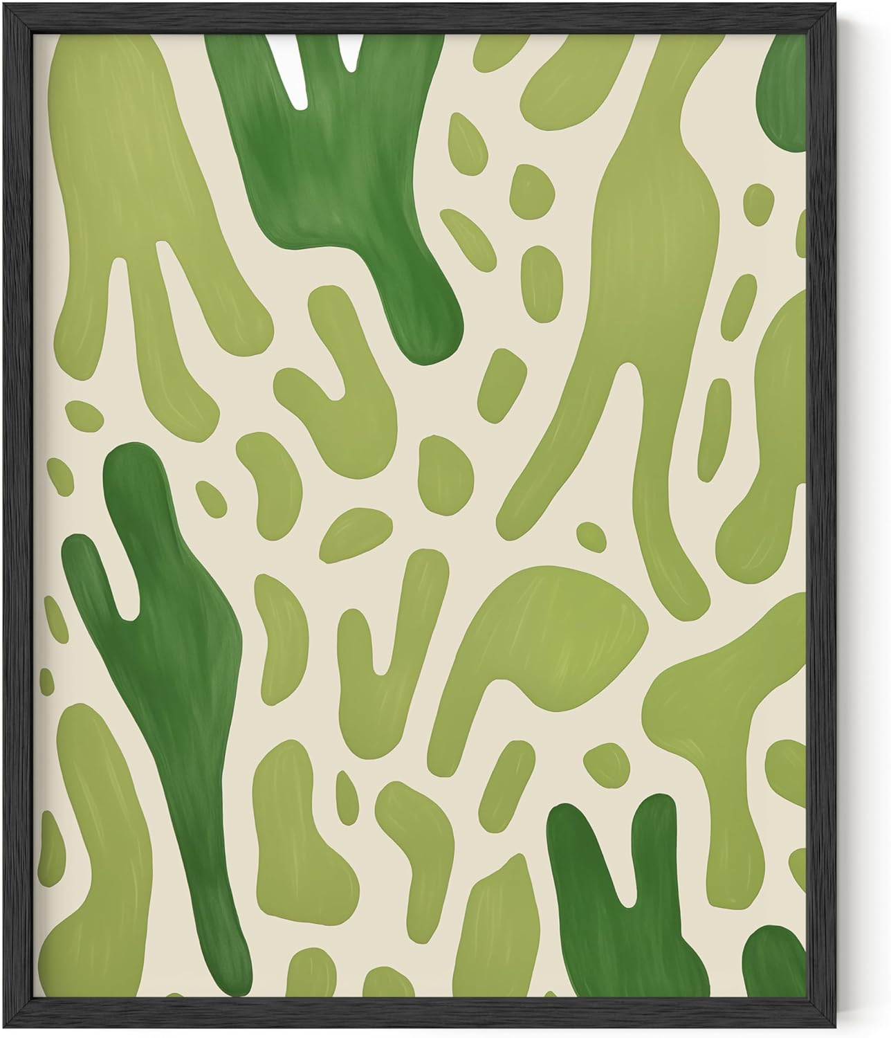 HAUS AND HUES Modern Abstract Wall Art - Blue and Green Living Room Art, Modern Artwork for Walls, Minimalist Picture for Living Room(Green Pattern, Black Frame, 8x10)