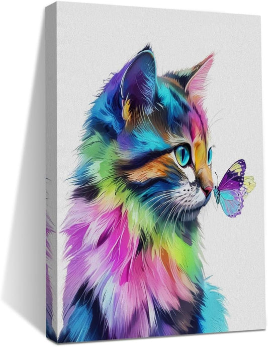 HZMLYDJ Cat Mom Wall Art Decor, Cute Cat Poster Gifts for Girl Women Toddler Room Bedroom Living Room Bathroom Home Baby Nursery Wall Decor Ready To Hang Aesthetic