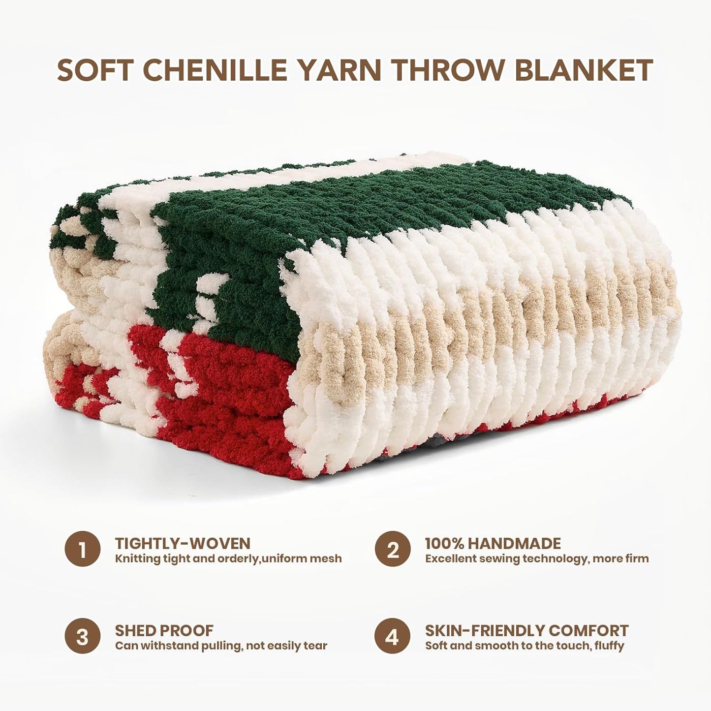 L'AGRATY Chunky Knit Blanket Throw: 60''x80'' Chenille Chunky Knitted Throw Blankets for Twin Bed Couch - Handmade Thick Cable Knit Blanket - Large Crochet Rope Blankets for Home Decor