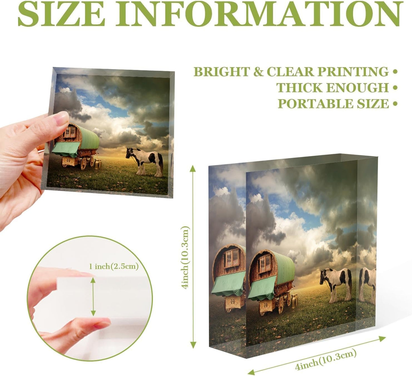 Desk Ornaments Old Caravan, Trailer, Wagon With A Horse Acrylic Desk Decor 4x4 Tabletop Wall Sign - Appreciation Presents for Coworkers - Presents for the Friends - Housewarming Presents