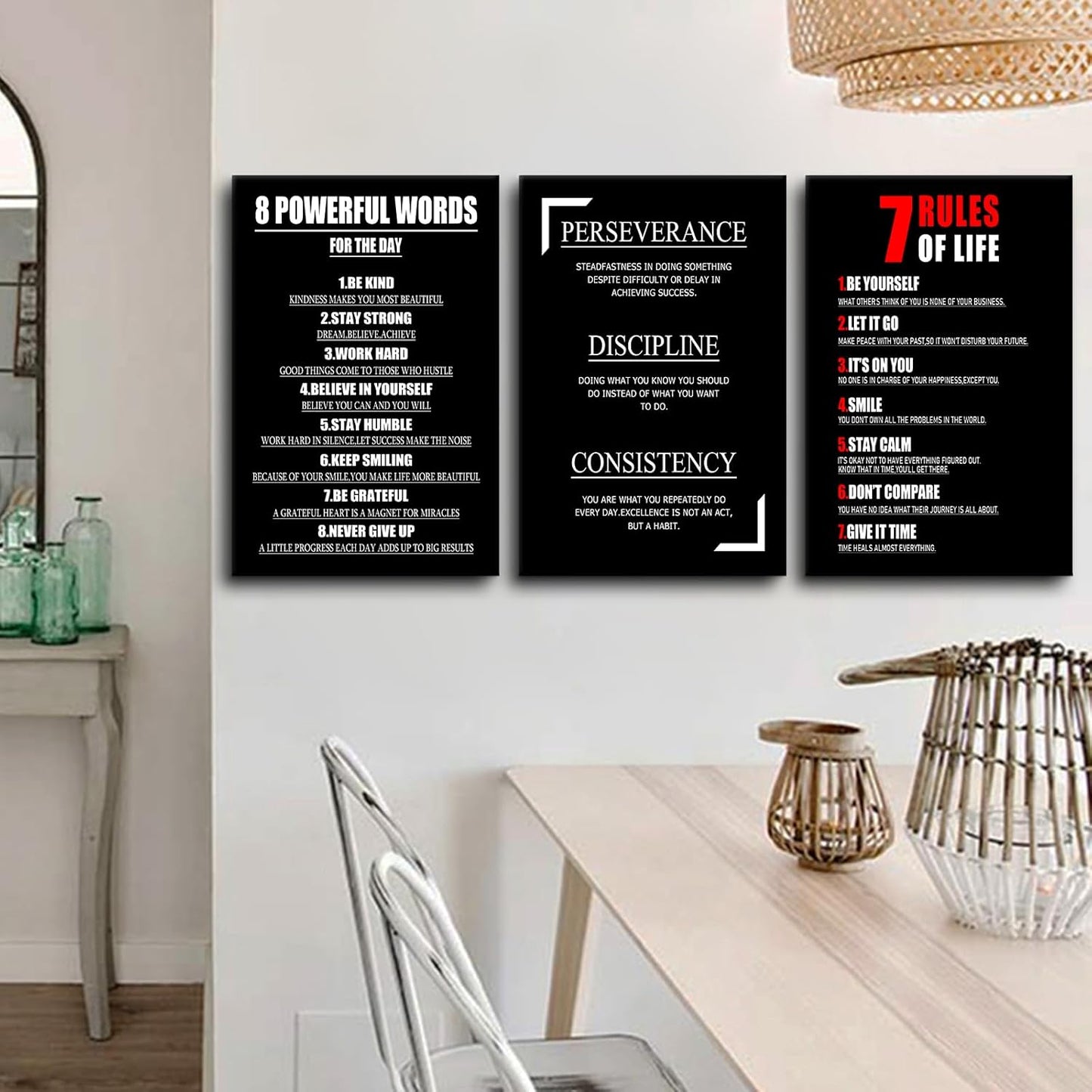 Inspirational Canvas Wall Art 3 Pc Motivational Entrepreneur Quotes Picture Painting Positive Affirmations Framed Print Poster for Living Room Office Bedroom Gym Wall Decor Ready to Hang [48''Hx24''W]