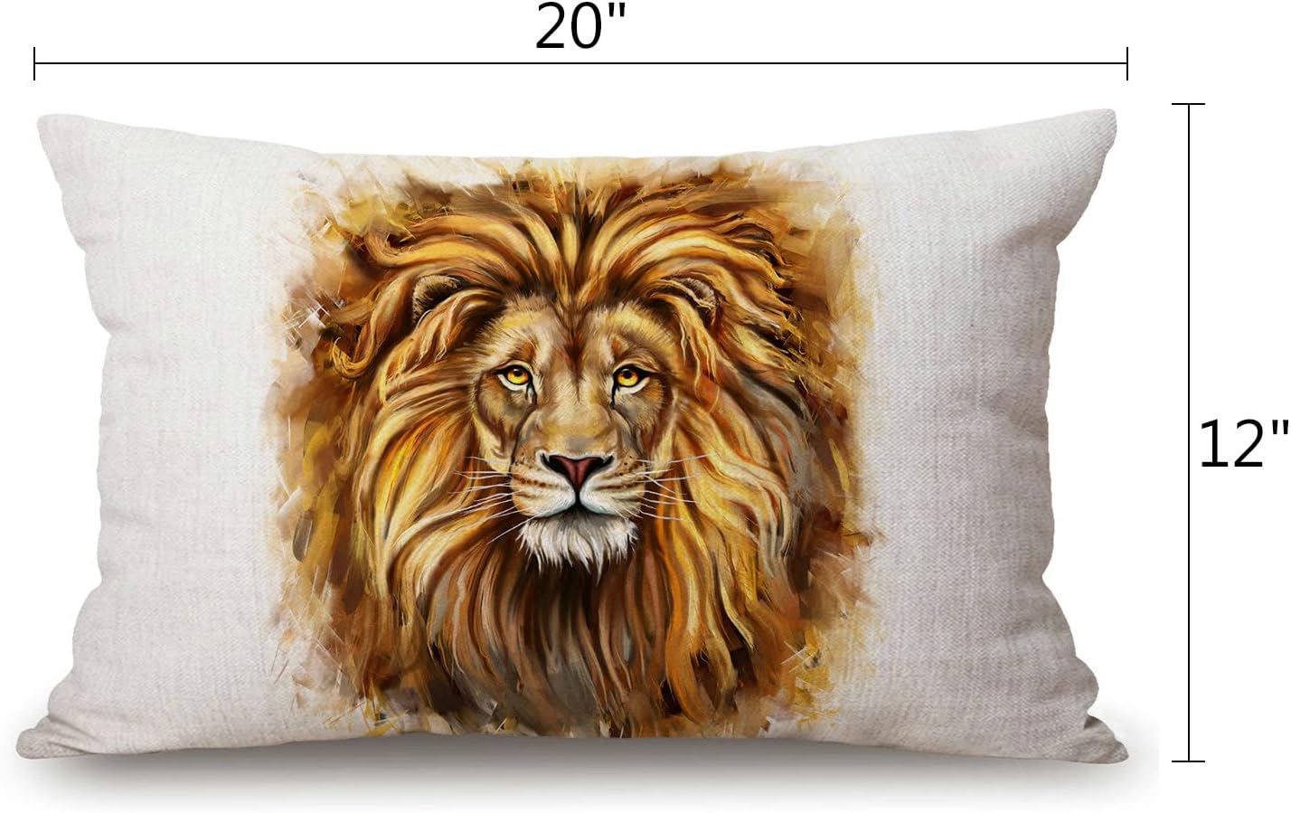 Lion Head Lumbar Throw Pillow Cover 12x20 Inch Decorative Bedroom Living Room Forest King Face Wild Animal Rectanglar Cushion Case for Bed Sofa Couch