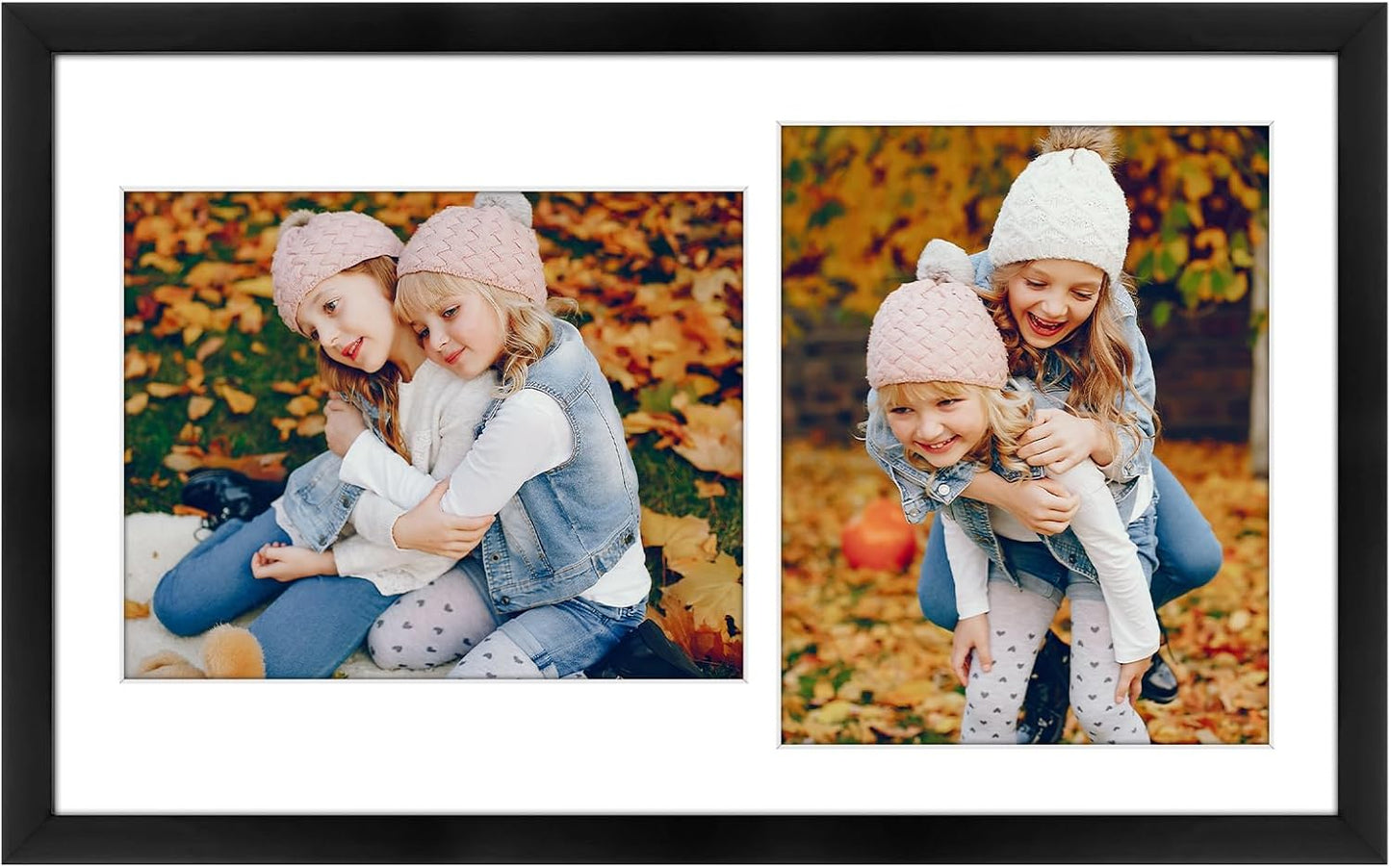 Golden State Art, 8x10 Collage Picture Frame - Solid Wood with Tempered Glass - 12x20 Multi Picture Frame - Displays (2) 8"x10" Photos or One 12"x20" Poster - Black Collage Wall Decor