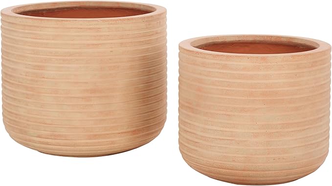 SAFAVIEH Outdoor Collection Nardo Terracotta Cement Planter Pot Set of 2
