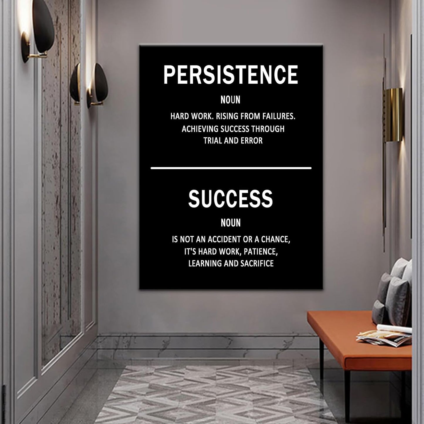 Large Size Motivational Wall Art Canvas Success Poster Ocean Wave Picture Artwork Entrepreneur Quotes Painting Print Inspirational Wall Decor Art for Living Room Home Decor Framed [30''Wx 40''H]