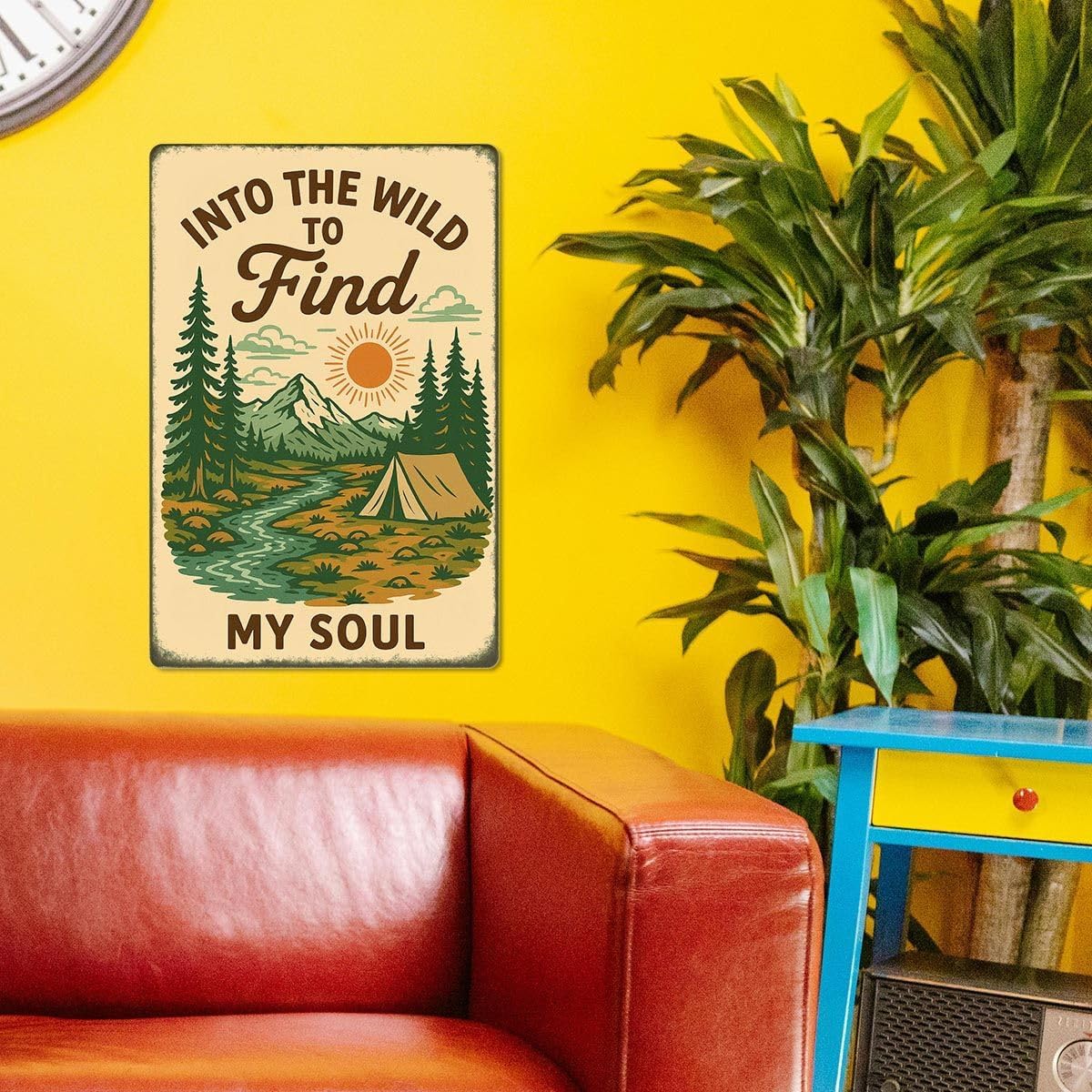 Into the Wild to Find My Soul Metal Tin Sign – Camper Wall Decor, RV Decorations for Inside, Adventure Camping Sign for Campsite, Rustic Camper Decor 8x12 Inch