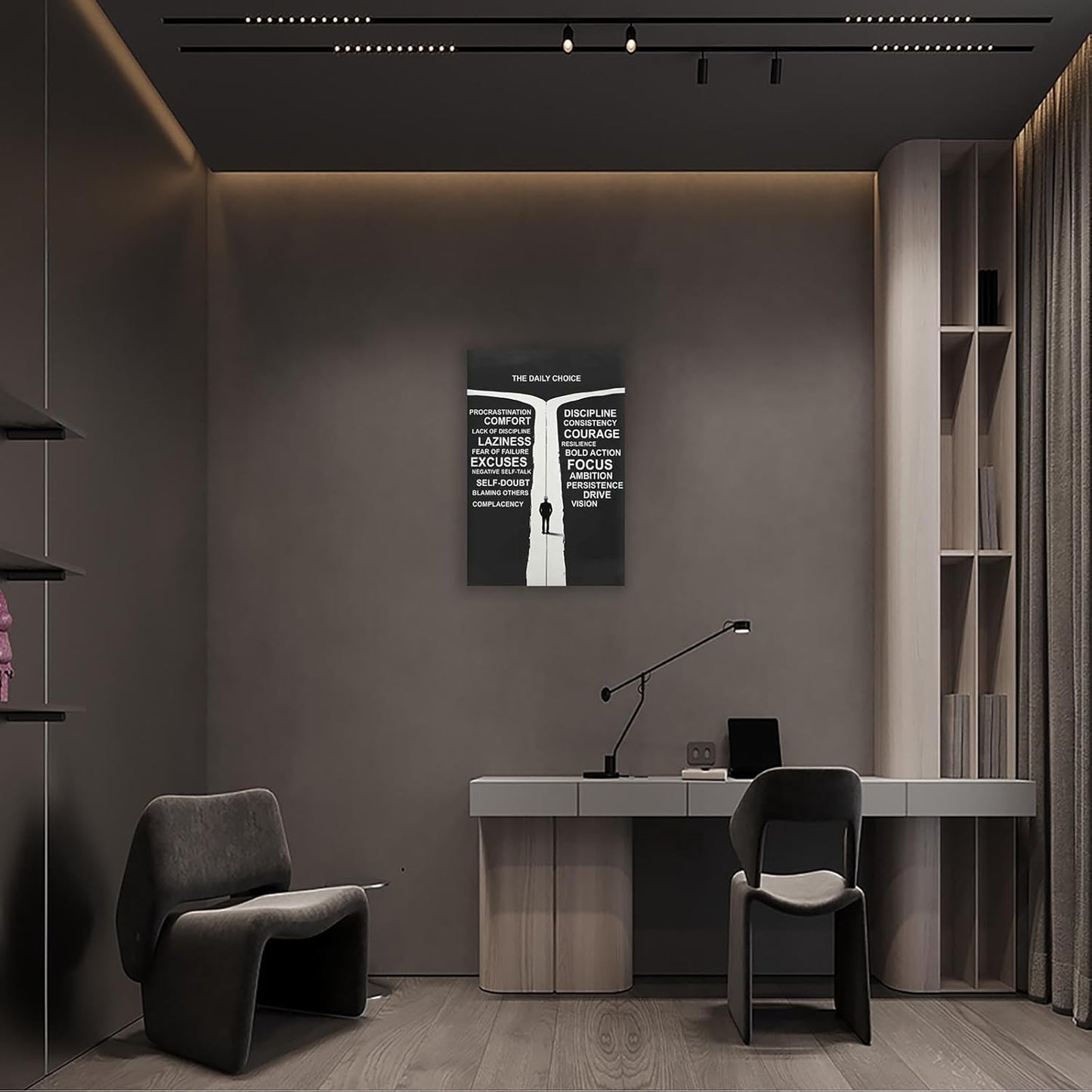 Inspirational Self-Discipline Poster Growing Up The Daily Choice Wall Art Discipline Vs Comfort Choose Prints Painting For Living Room Bedroom Office Wall Decor 16x24in Framed