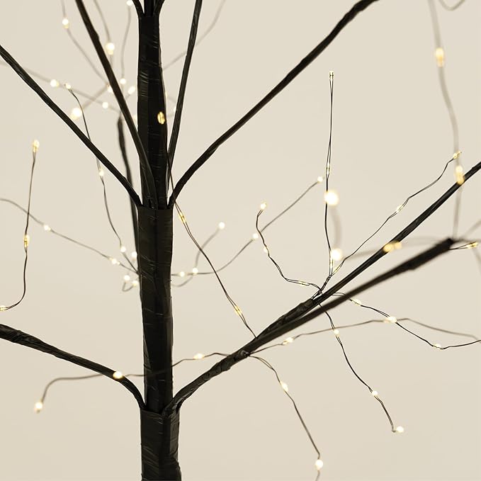 4 Ft Black Fairy Light Tree Artificial Tree Bedrom Décor Black Home Decor, 390 Warm White LED Lights