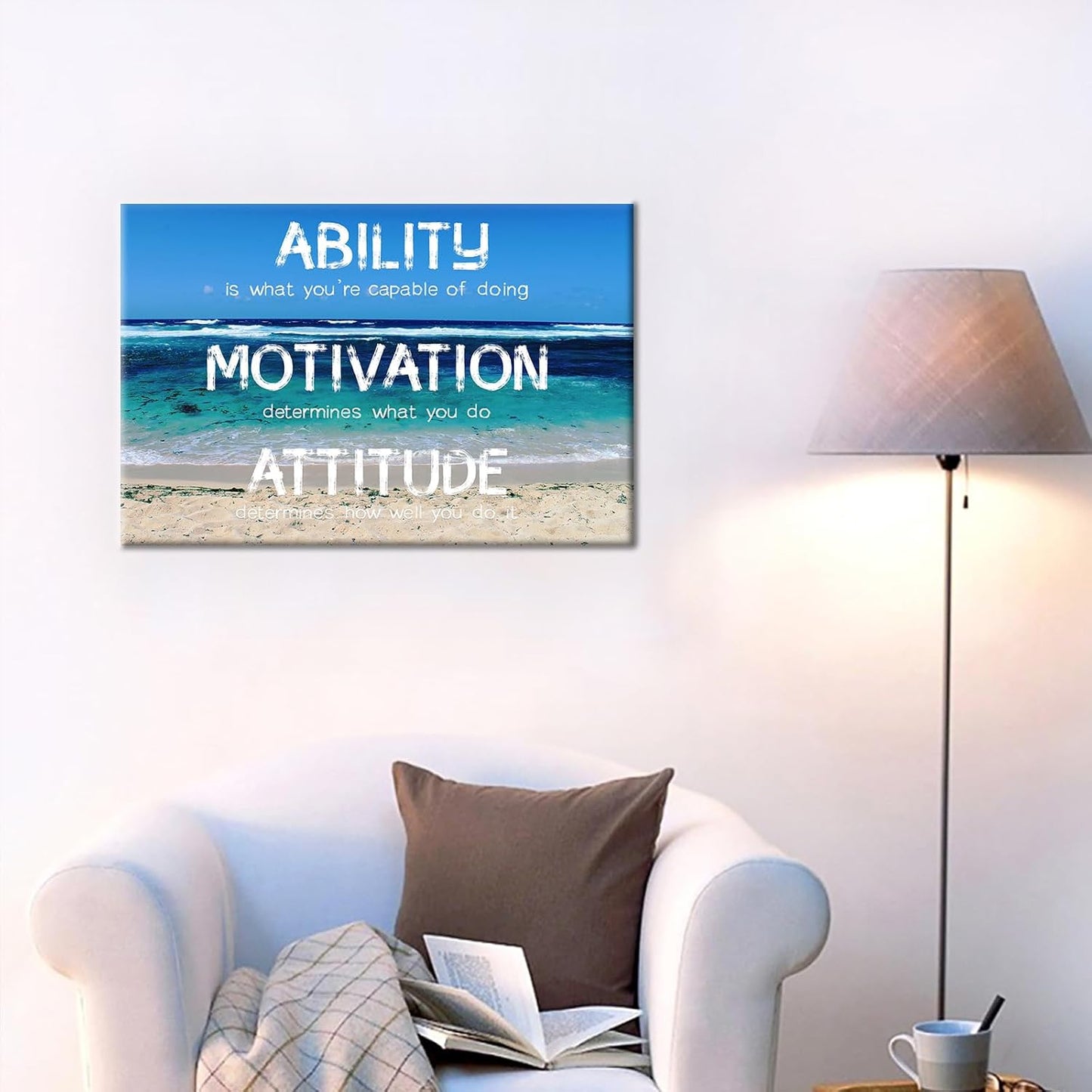 Inspirational Canvas Wall Art Motivational Quotes Poster Print Ability Motivation Attitude Saying Words Picture for Home Living Room Office Bedroom Wall Decor HD Artwork Ready to Hang [18''W X 12''H]