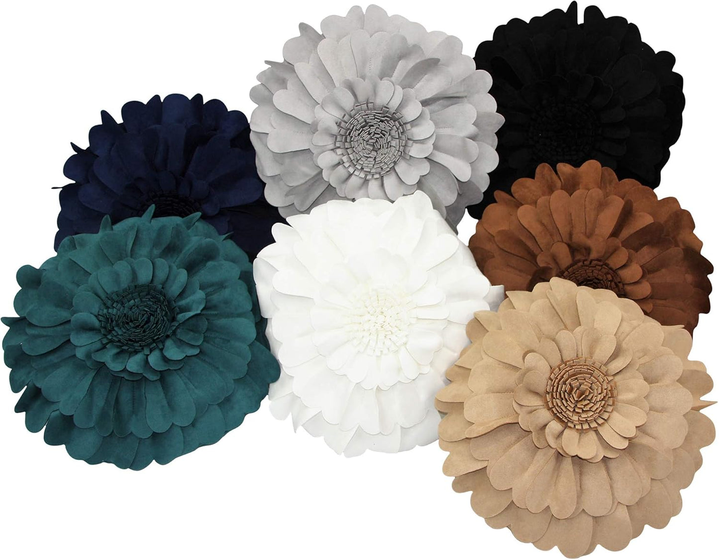 Contempo Lifestyles Flower Pillow – Decorative Pillow 3D Round Throw Pillows for Home Décor – Handmade Sweetheart Flower Pillow for Bed & Couch-Sunflower Pillow - 16 Inch Latte