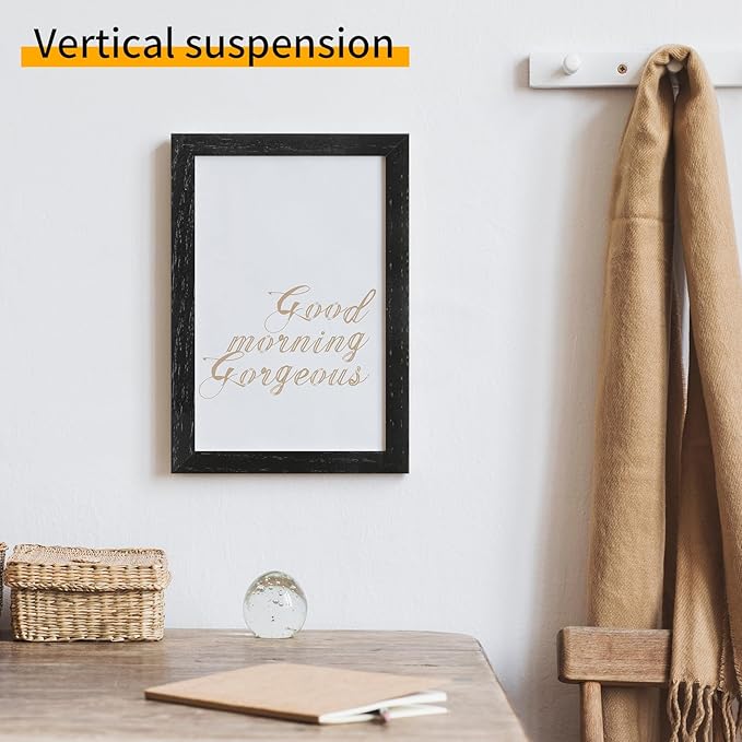 5x7 Oak Wood Picture Frame - Minimalist 5x7 Picture Frame, 5"x7" Frame Wood, Natural Solid Wooden Picture Frames for Wall Art Photo and Prints(1 Pack, Black)