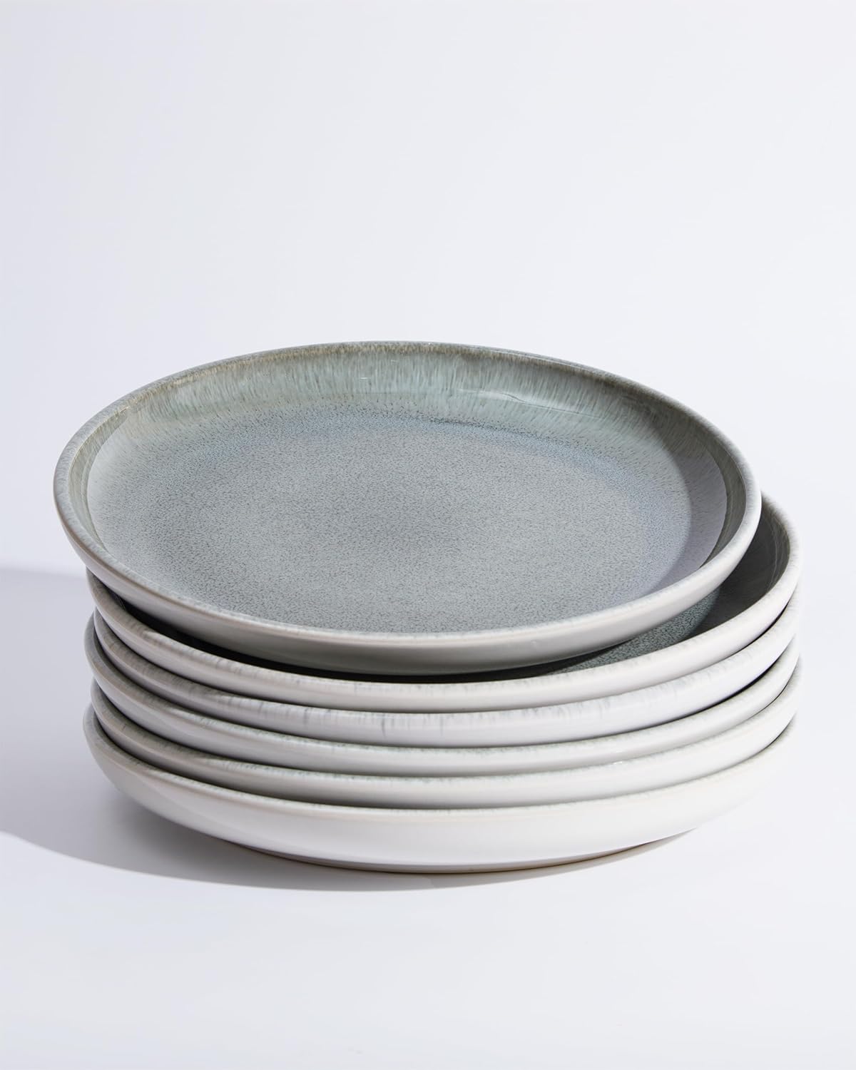 Gradient Green Dinner Plates Set of 6, 10 Inch Reactive Glaze Ceramic Plates Set, Modern Dinnerware Dishes Set for Kitchen, Microwave & Dishwasher Safe, Highly Chip and Crack Resistant