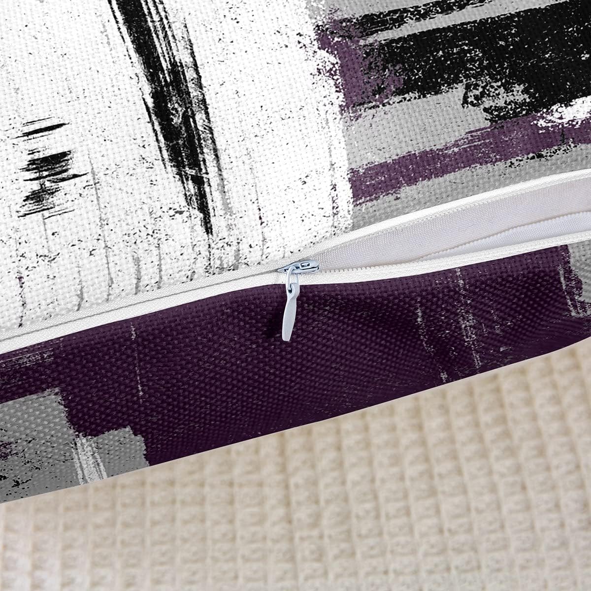 Feelyou Abstract Throw Pillow Covers for Couch Sofa Bed, Set of 2 Modern Abstract Art Decorative Pillows Cushion Covers, Purple Grey White Pillow Inserts Not Included, 20x20 inch