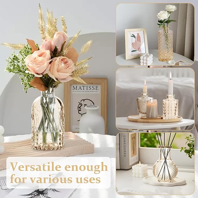 RUCKACE Bud Vases in Bulk 22 Gold Glass Small Vases Flower Vase for Centerpiece Table Wedding Decorations Home Decor Party