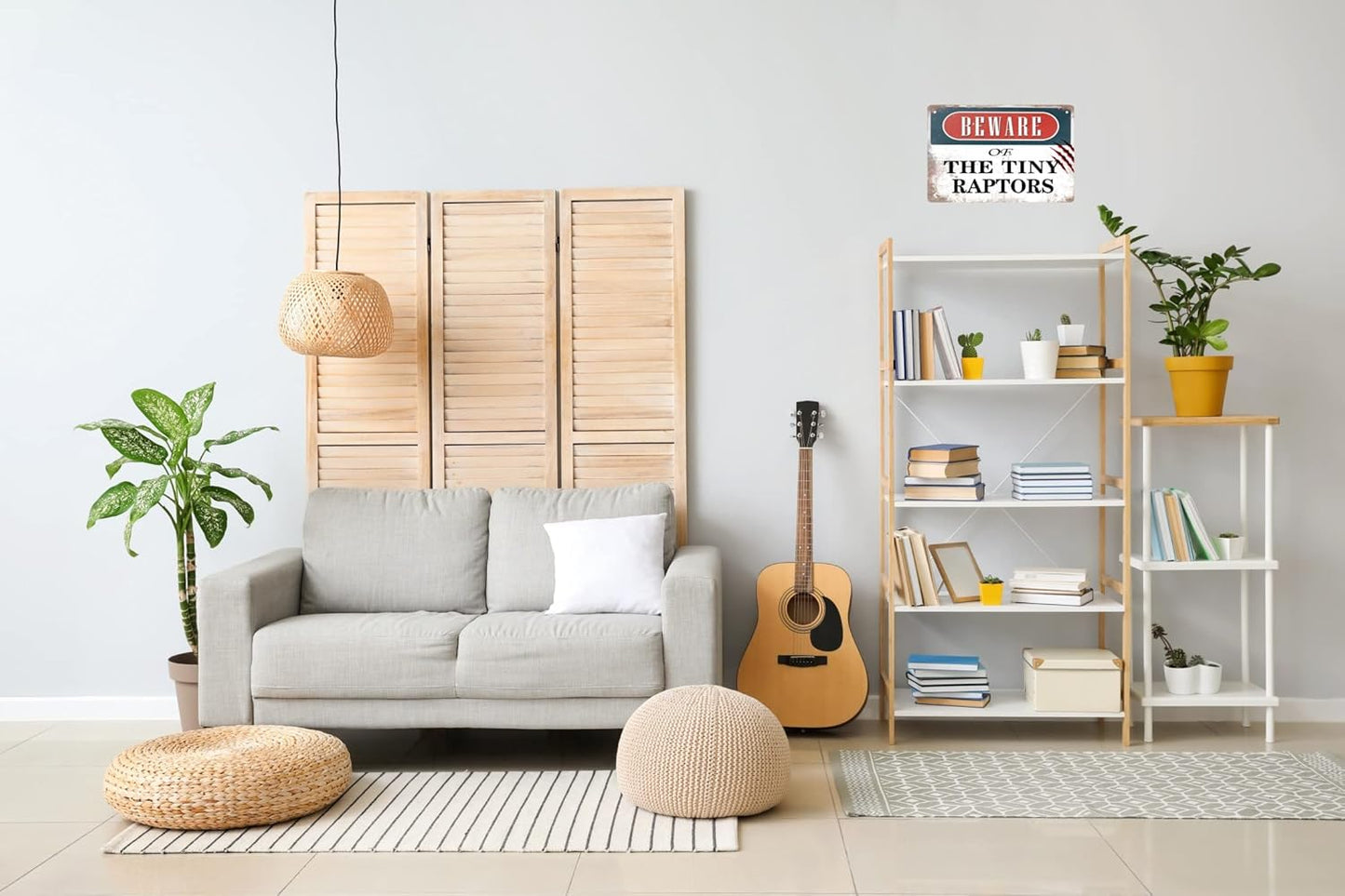 Funny Metal Tin Sign Decor Farm Fence Warning Sign Outdoor Chicken Coop Rustic Wood Decor Beware of The Tiny Raptors Home Room Vintage Wall Poster Art Gift 8x12 in