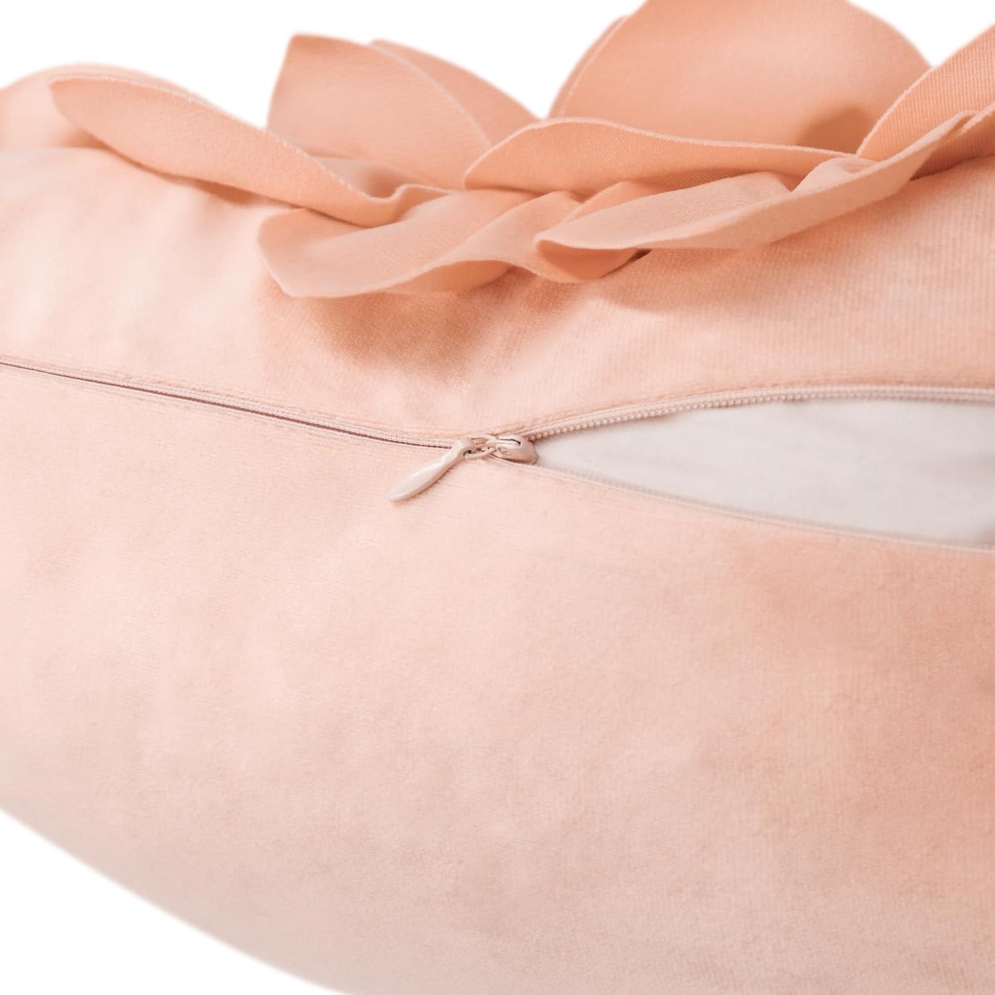 Decorative 3D Flower Throw Pillow Covers Handmade Pillowcases for Sofa Bed Home Room Decor 18 x 18 Inch Peach Pink