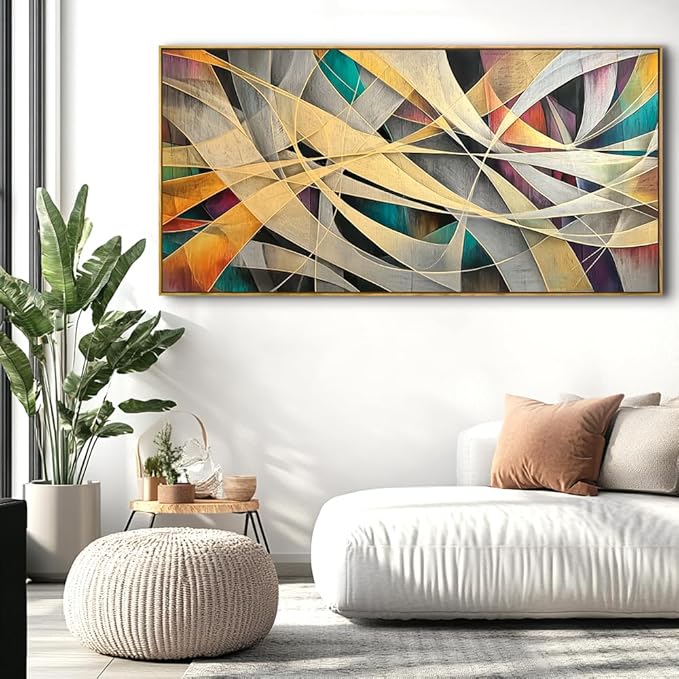 Wall Art - Framed Modern Abstract Canvas Painting for Living Room, Bedroom Home Office Decor, 60x30 Inch Ready to Hang