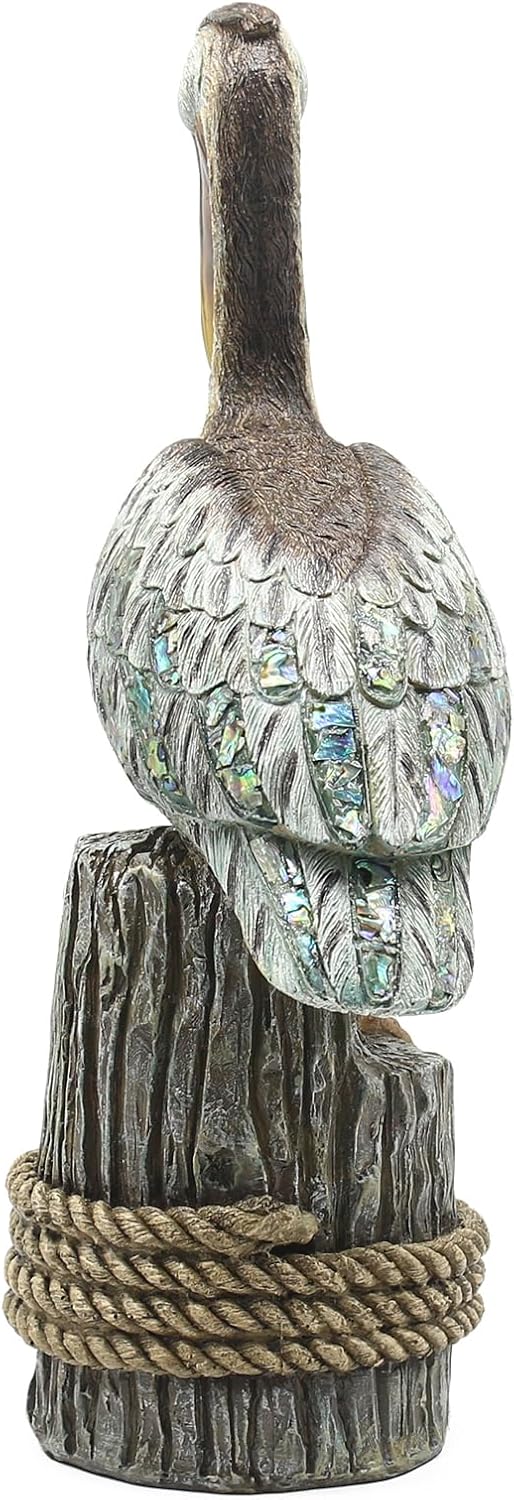 Lukitas Standing Pelican Statue and Sculpture Decor, Coastal Beach Bird Figurine, Creative Decorative Ornament for Home Garden Lawn Outdoor, Resin 14''