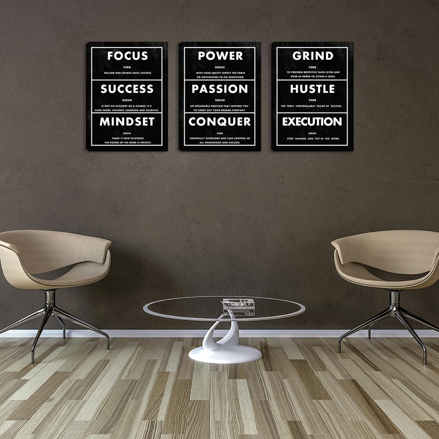 Large Motivational Office Wall Art Success Wall Decor Inspirational Canvas Paintings Black Hustle Quotes Posters Decoration Wall Picture Framed Artwork Living Room Bedroom Home (72" Wx36 H)