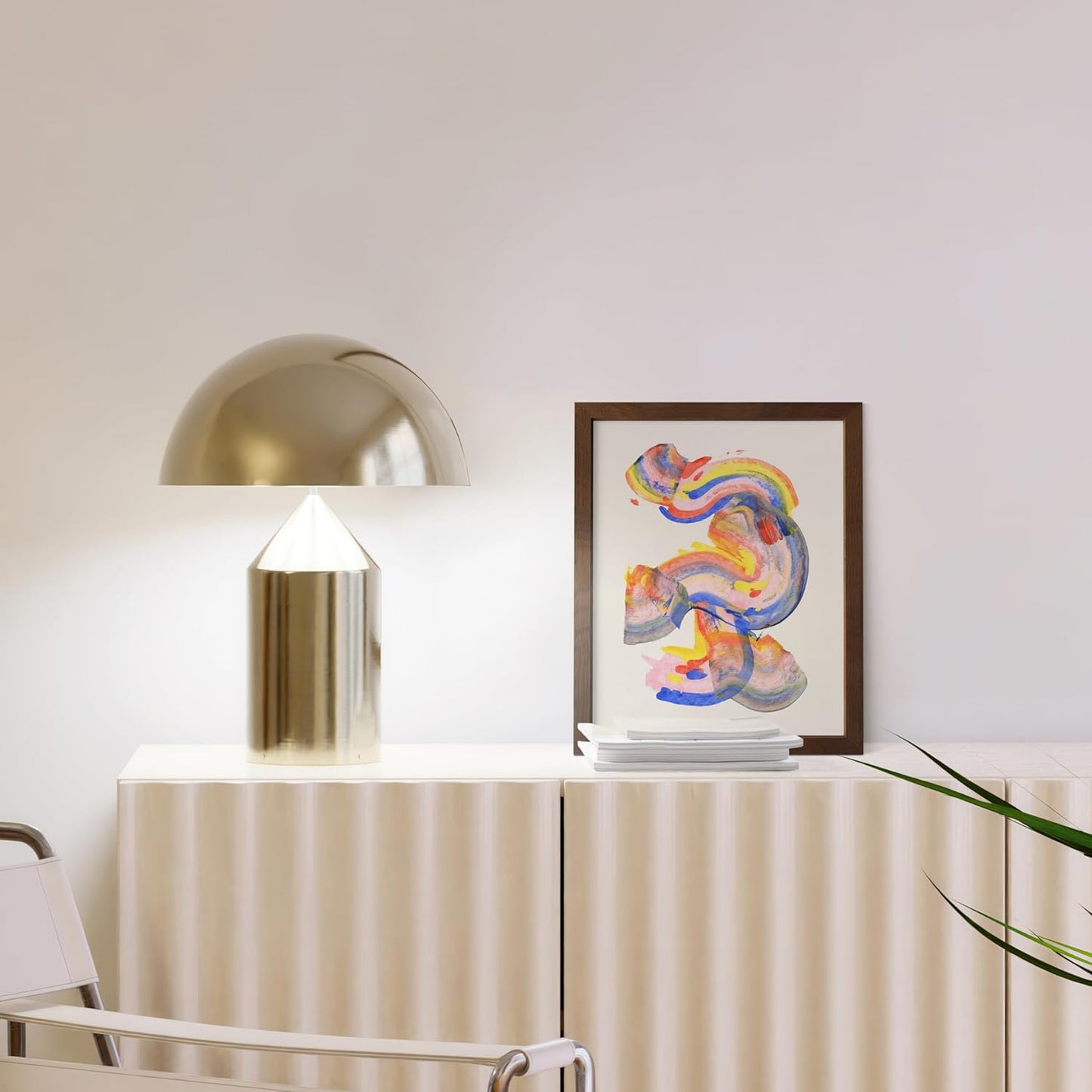 HAUS AND HUES Colorful Abstract Wall Art - Minimalist Retro Picture for Living Room Decor, Red and Pink Modern Wall Art Painting (Abstract Watercolor Swirls, Walnut Frame, 8x10)