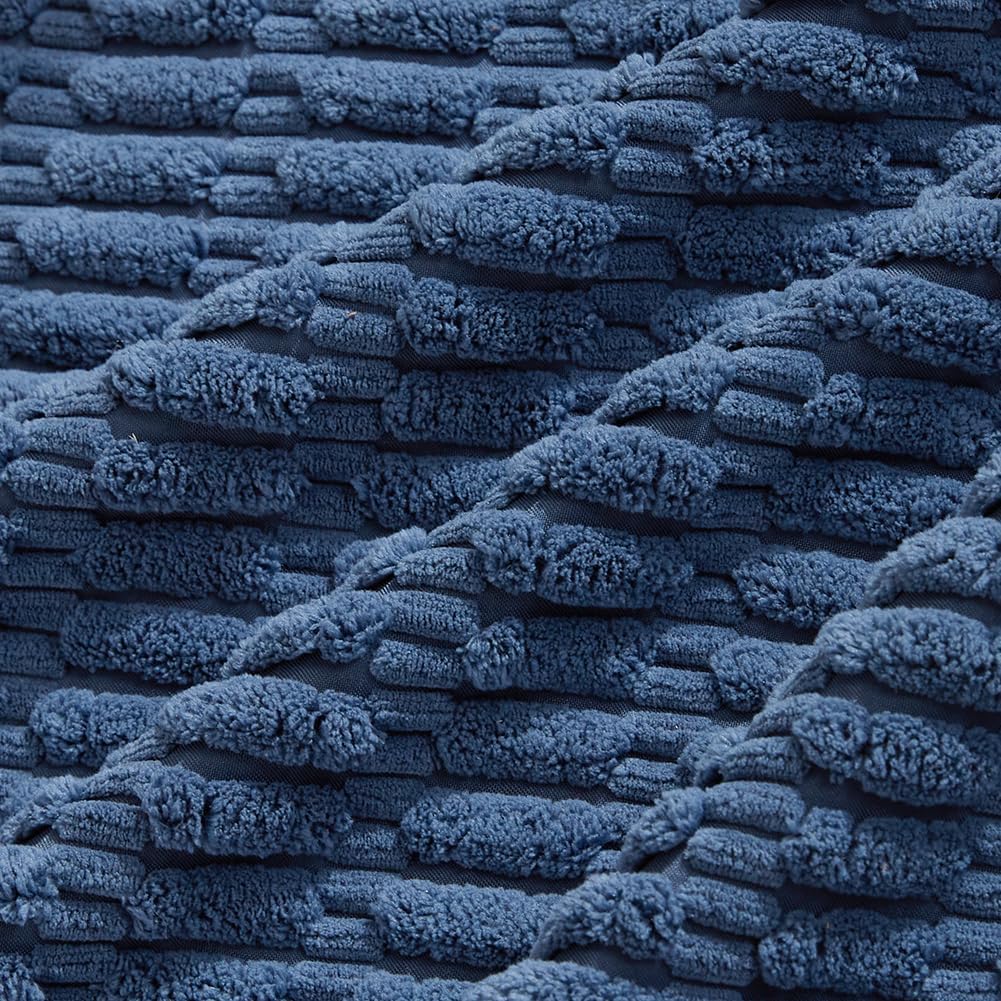 Fancy Homi 4 Packs Dusty Blue Decorative Throw Pillow Covers 16x16 Inch for Living Room Couch Bed Sofa, Rustic Farmhouse Boho Home Decor, Soft Plush Striped Corduroy Square Cushion Case 40x40 cm