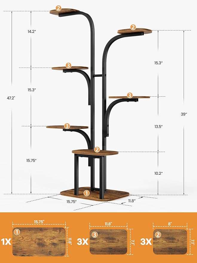 Plant Stand Indoor with Grow Lights – Tiered Metal Shelf Small Corner Rack for Multiple Succulent Herb Pot Display