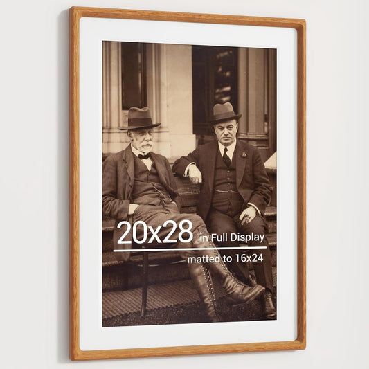 Heimlove 20x28 Picture Frames Natural Teak,Original Wood Hand Make Crafted Poster Frame with Mat to 16x24 Graduation Picture Display,Family Picture,Wedding Picture,Photo,Document Wall Decoration