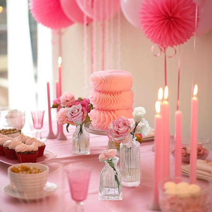 ComSaf Glass Bud Vases Set of 32, Small Clear Bud Vases in Bulk, Mini Flowers Vases for Centerpieces, Vintage Bottle Set for Table Decorations, Wedding Decor, Recepetion, Home, (Clear)