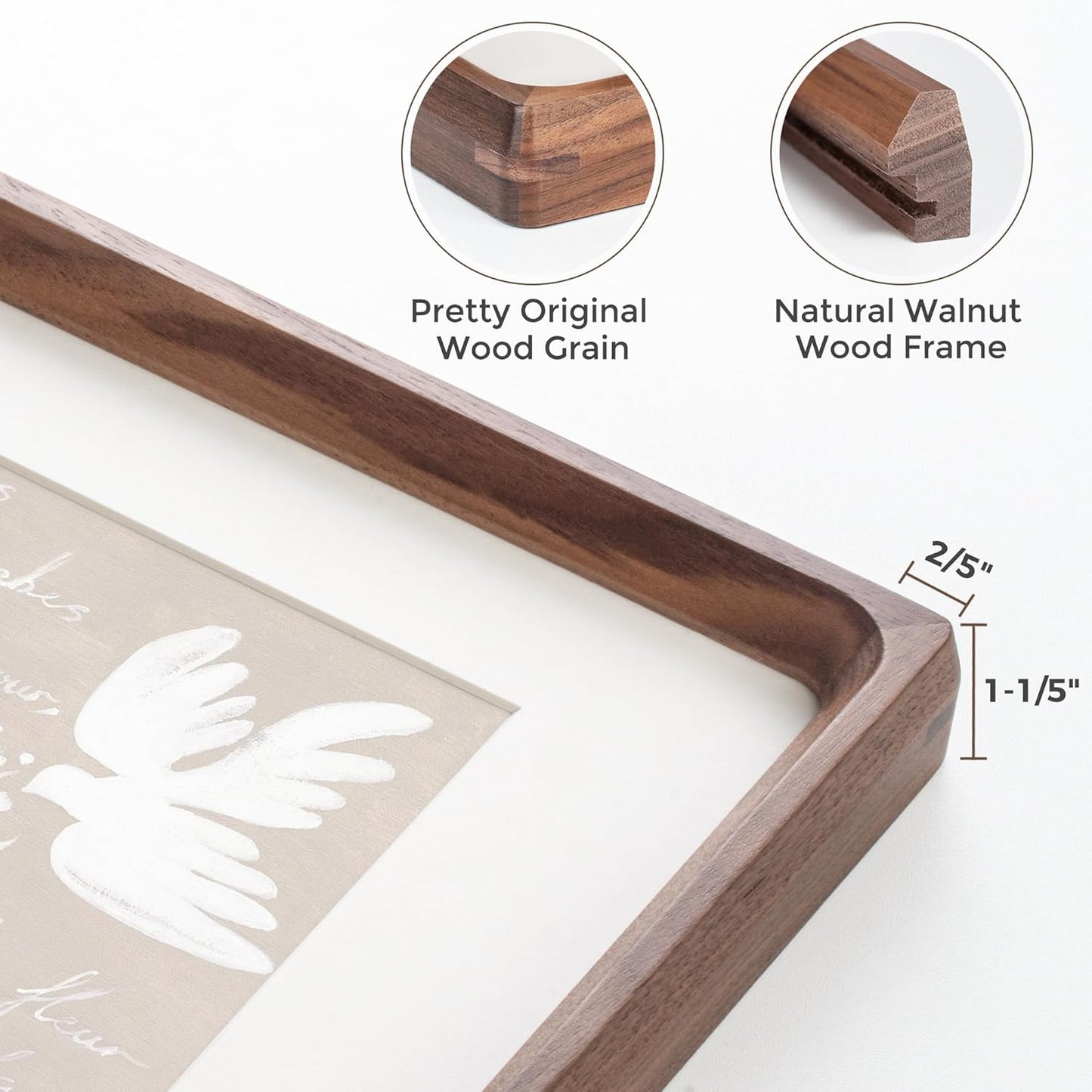 Heimlove 20x30 Picture Frames Natural Walnut,Original Wood Hand Make Crafted Poster Frame with Mat to 16x24 Graduation Picture Display,Family Picture,Wedding Picture,Photo,Document Wall Decoration