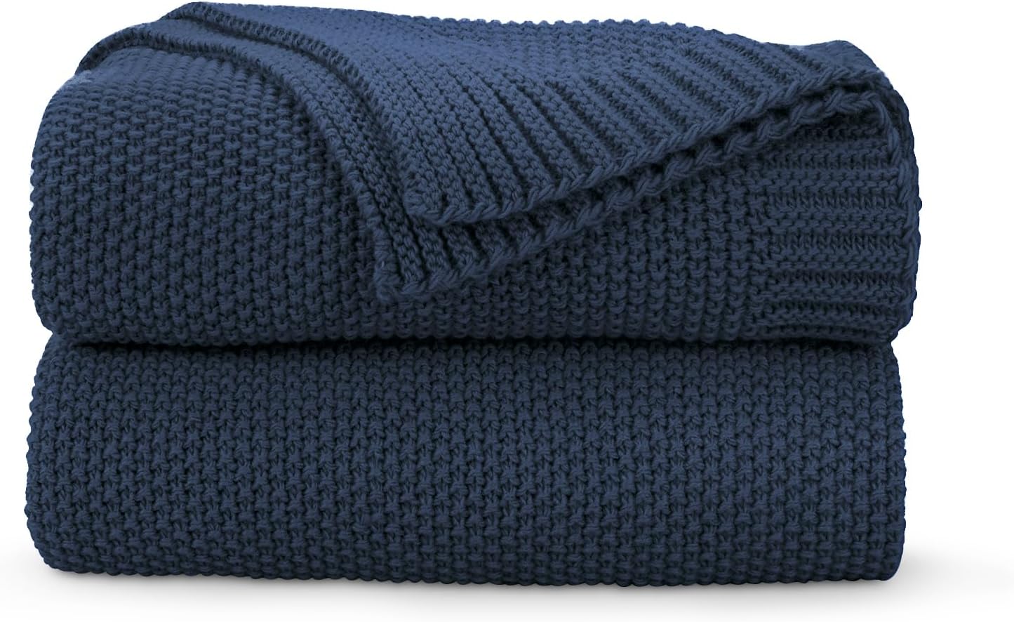 CozeCube Navy Blue Throw Blanket for Couch, Soft Cozy Cable Knit Throw for Bed Sofa Living Room, Lightweight Warm Decorative Farmhouse Christmas Blanket, 60"x80", Navy Blue
