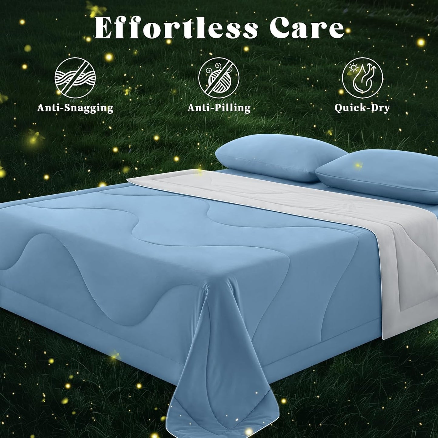 Cooling Comforter Queen Size, Double-Sided Cooling Blanket for Hot Sleepers & Night Sweats, Arc-Chill Q-Max > 0.4 Breathable Ice Blanket, Lightweight Cold Comforter (80''x90'', Light Blue)