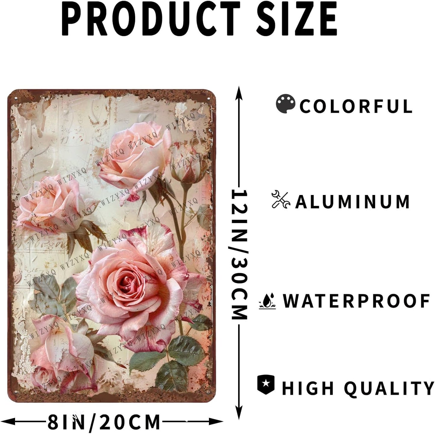 Metal Signs Rose Flower Vintage Metal Tin Sign for Home Office Kitchen Bar Cafe Garden Wall Decor 12x8 Inch