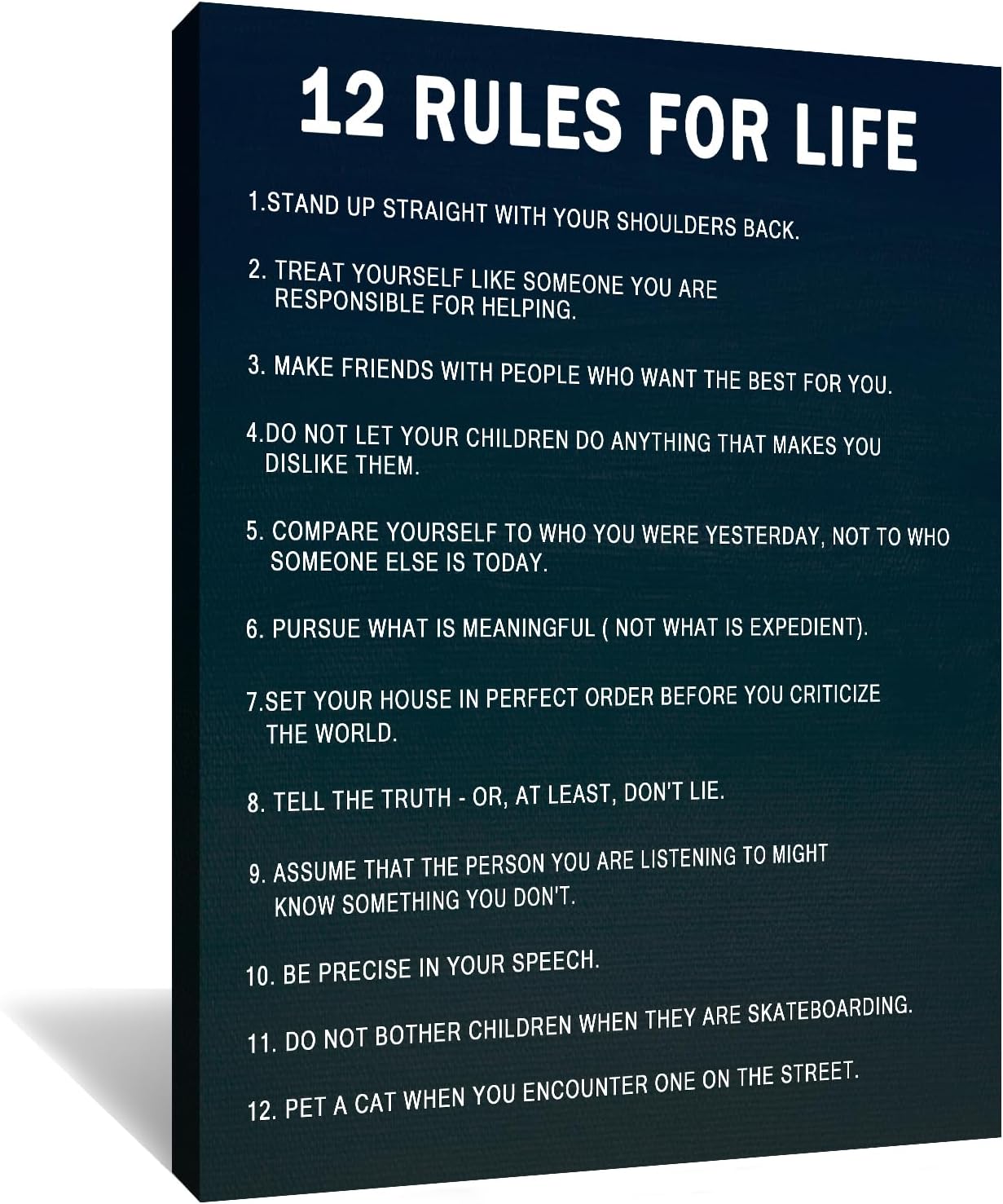 Inspirational Canvas Wall Art 12 Rules for Life Entrepreneur Quotes Poster Print for Office Wall Decor Modern Home Living Room Workplace Framed Artwork Pictures Ready to Hang [30''Wx 40''H]