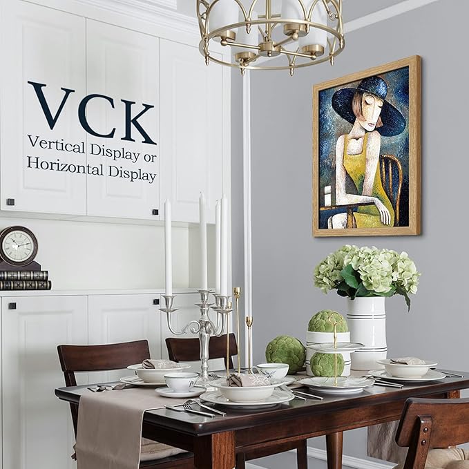 VCK 16x24 Oak Wood Frame for Poster & Picture, Natural Solid Wood Photo Frames 3 Pack, Wall Gallery Frame