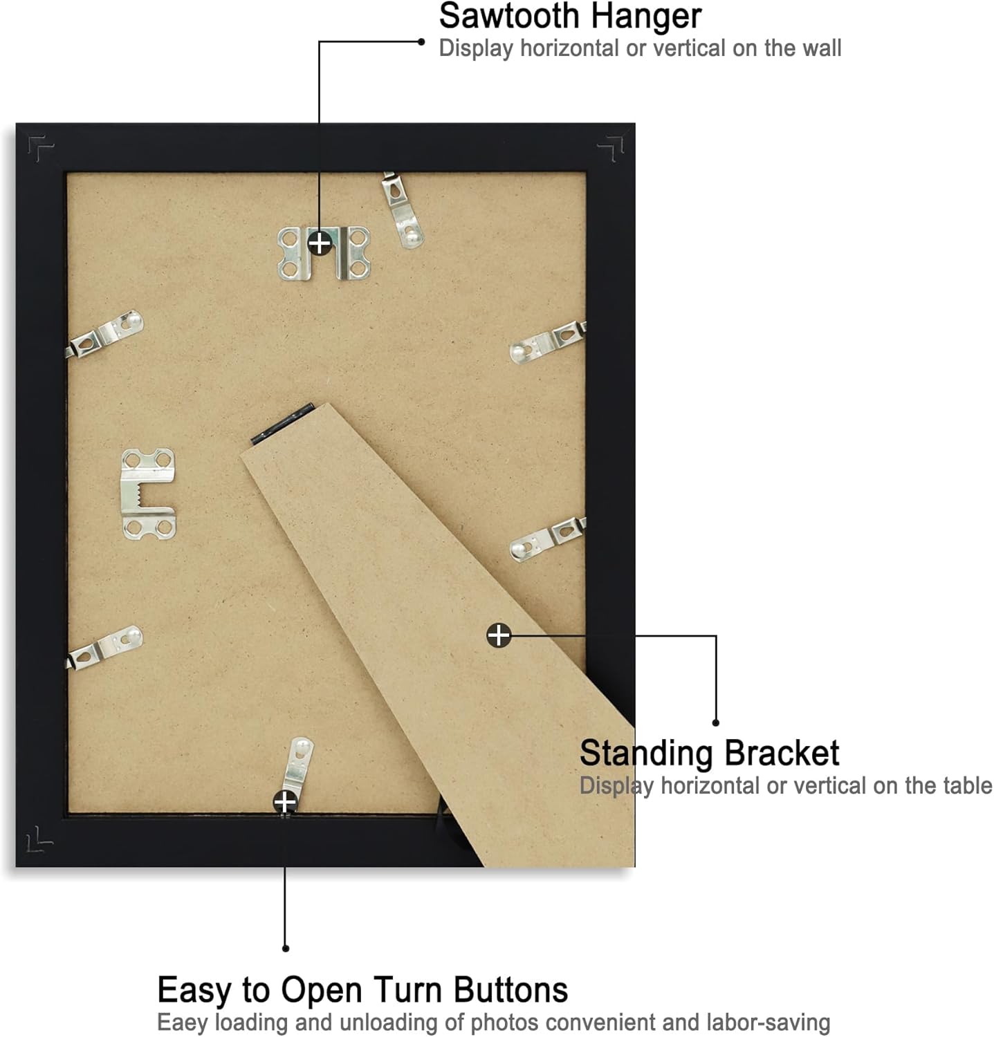 iRahmen 8x10 Picture Frame Set of 2 with HD Glass, Black Wood Photo Frames Display 5x7 Picture with Mat or 8 x 10 Without Mat for Horizontal or Vertical Tabletop and Wall Mounting