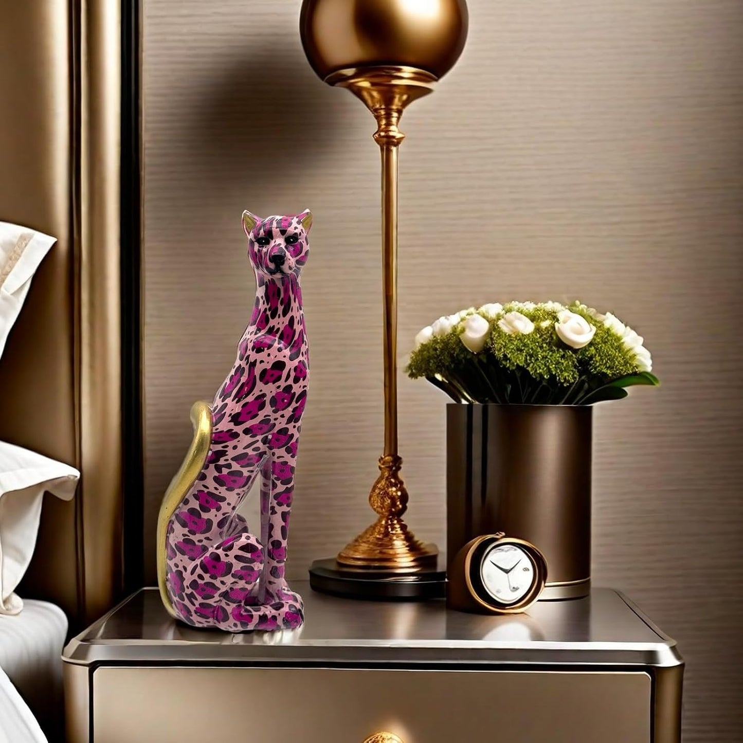 Colorful Leopard Statue Art Figurine Sculpture Collectible Gifts for Leopard Lover Office Home Decor Desk Accessories Decoration Garden Figurines Outdoor Decor (Color B)