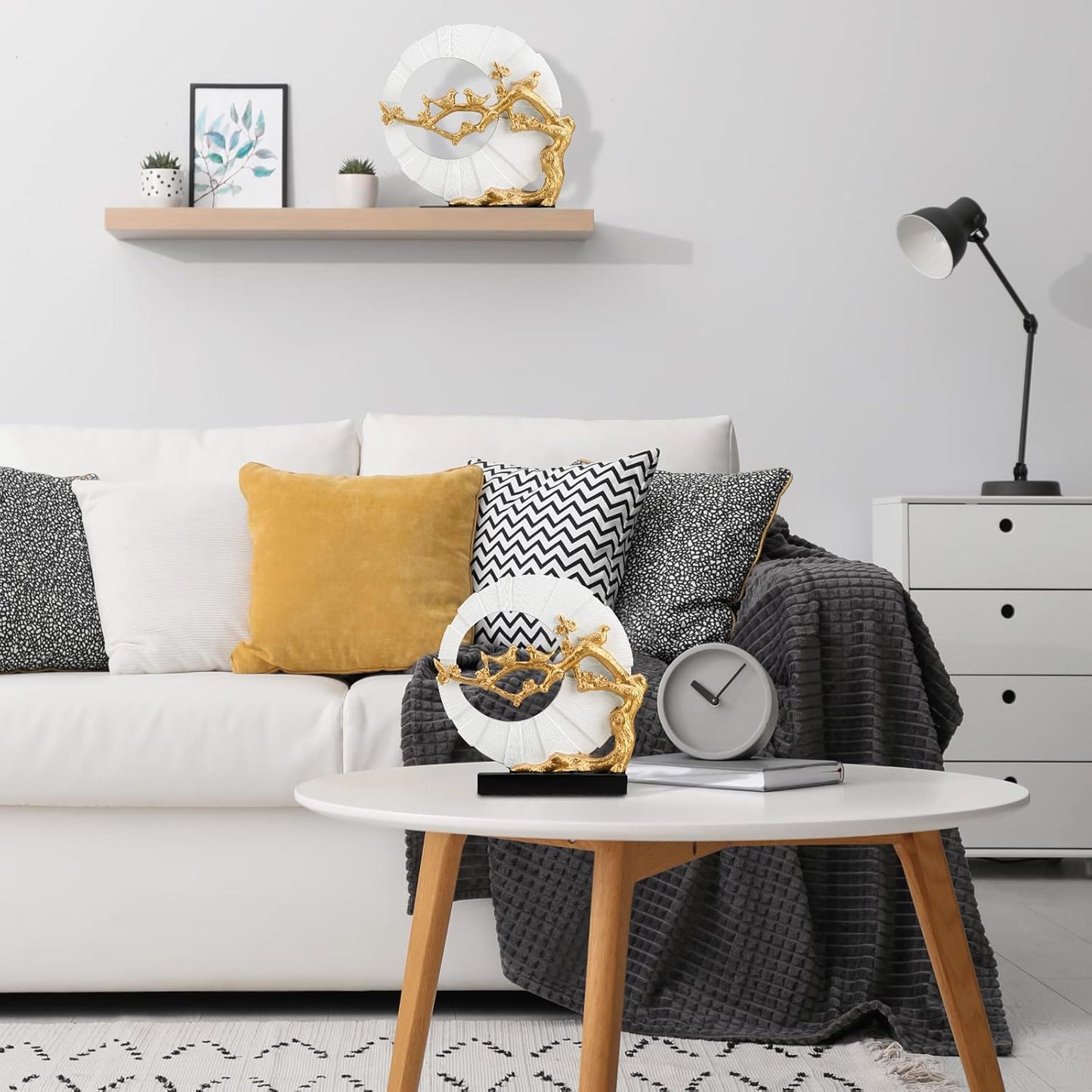 DOVDOV Gold Bird Statue Decor, Gold and White Home Decor, Bird Sculpture Home Decor for Bookshelf Office Shelf on Coffee Table TV Cabinet entryway entryway Decor.