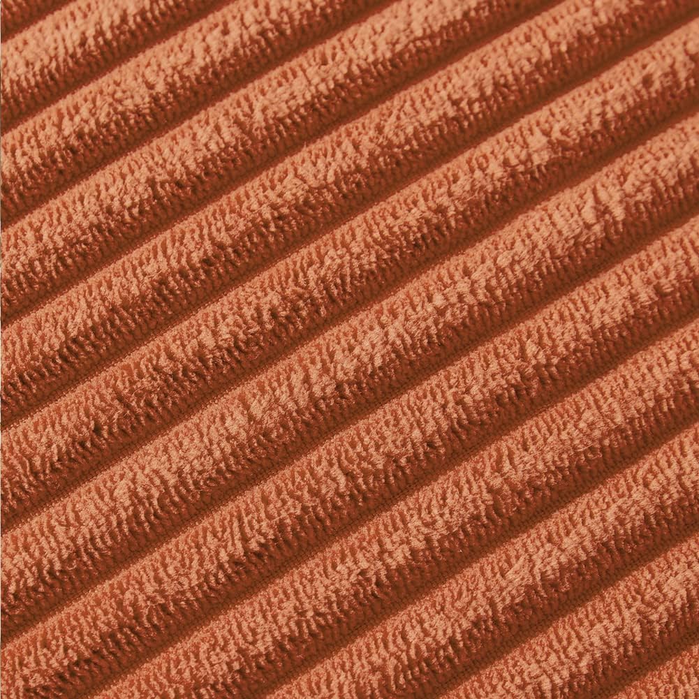 Fancy Homi Pack of 2 Rust Fall Decorative Throw Pillow Covers 20x20 Inch with Pom-poms for Living Room Couch Bedroom, Soft Corduroy Terracotta Solid Square Cushion Case 50x50 cm, Boho Home Decor