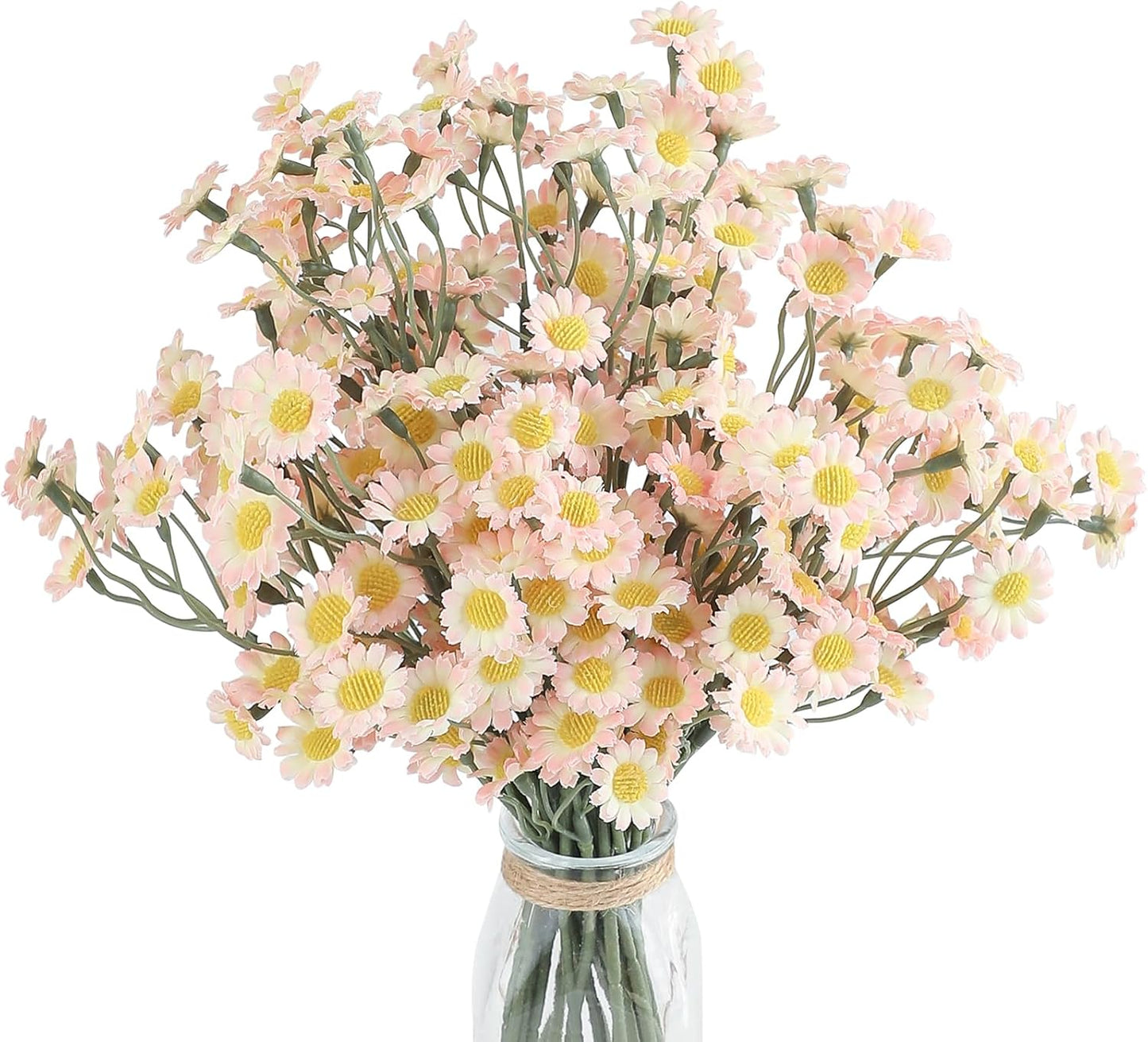 Floroom 24pcs Blush Small Artificial Flowers Faux Silk Daisies Fake Wildflowers with Stems for DIY Pink Wedding Bouquets Floral Arrangements Party Decor Centerpieces Decorations (Vase Not Included)