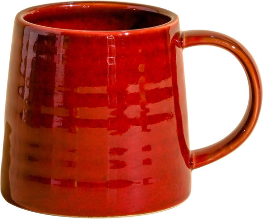 Large Ceramic Coffee Mugs, Handmade Pottery Mug, Tea Cups with Handle for Office and Home, 16 oz, Dishwasher and Microwave Safe (Red)