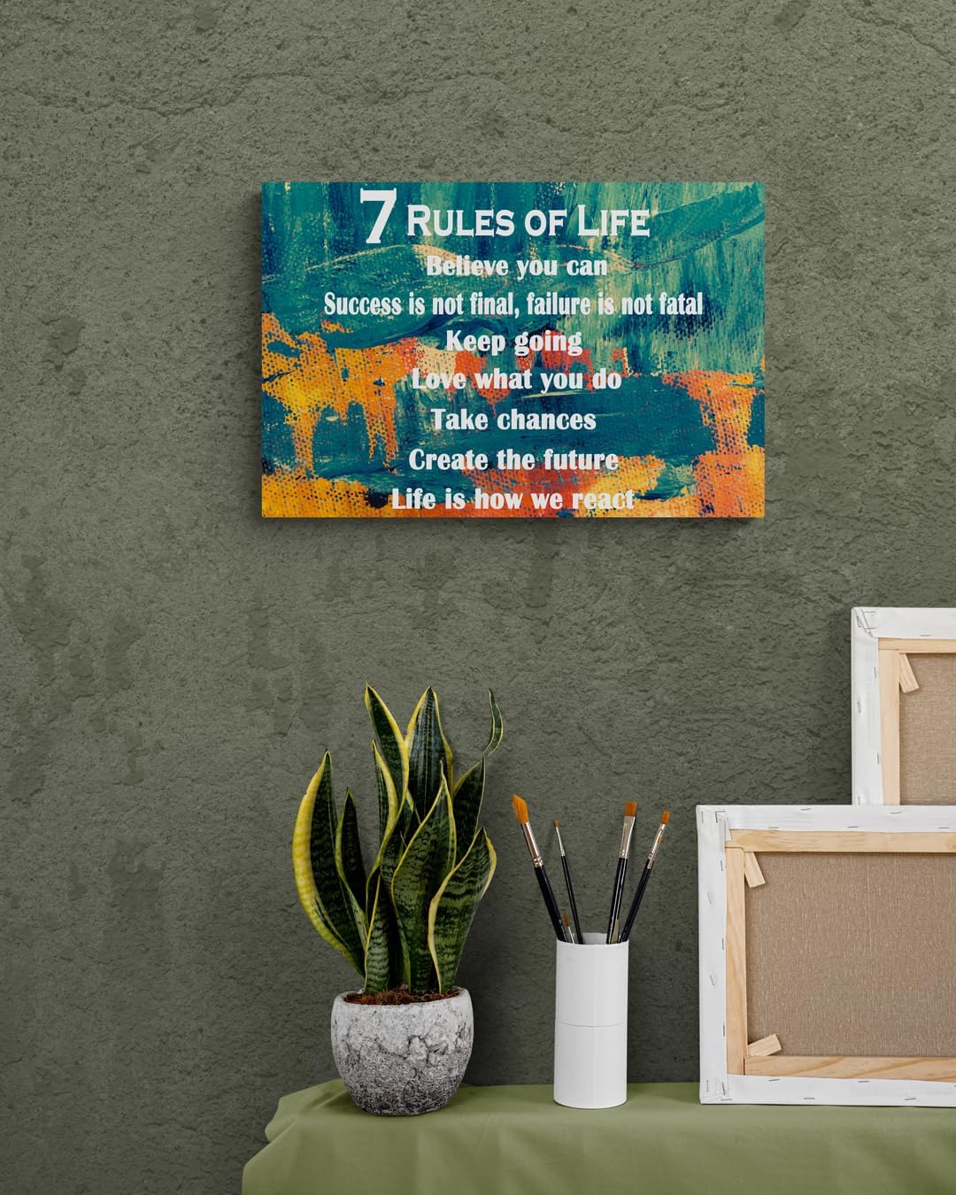 GoForArt Motivational Canvas Wall Art, 7 Rules Of Life Inspirational Prints Wall Decor, Positive Poster for Office Living Room, Famous Quote Bedroom Dining Room Artwork Home Decoration